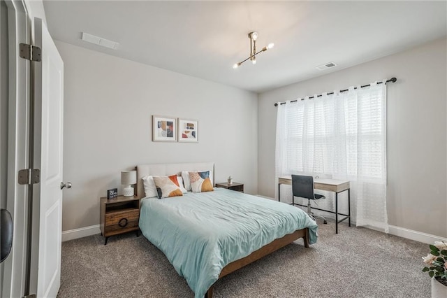 1055 Peyton View Ct, Alpharetta, GA 30004 - carpeted bedroom featuring baseboards and a chandelier