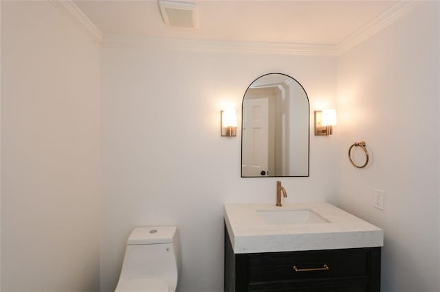 805 Wesley Oak Rd, Sandy Springs, GA 30328 - bathroom with ornamental molding and vanity