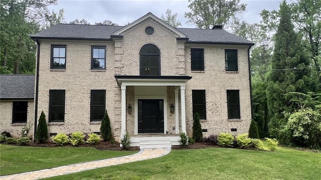 805 Wesley Oak Rd, Sandy Springs, GA 30328 - view of front of house featuring brick siding, a front lawn, and crawl space