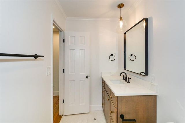 805 Wesley Oak Rd, Sandy Springs, GA 30328 - bathroom with vanity and crown molding