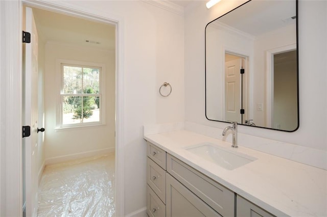 805 Wesley Oak Rd, Sandy Springs, GA 30328 - bathroom with vanity and ornamental molding