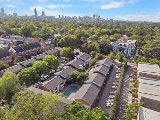 bird's eye view with a view of city