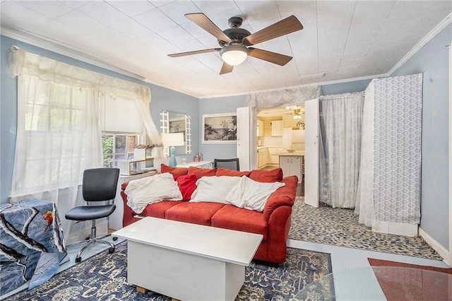 4329 Park St, Acworth, GA 30101 - living room featuring ornamental molding and ceiling fan