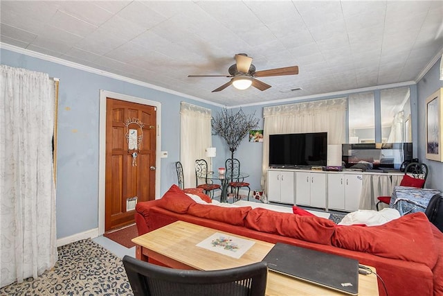 4329 Park St, Acworth, GA 30101 - living area with ceiling fan and ornamental molding