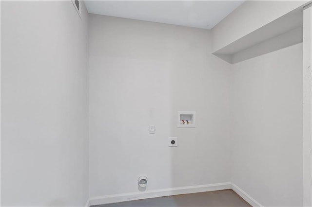 washroom featuring washer hookup, laundry area, hookup for an electric dryer, and baseboards