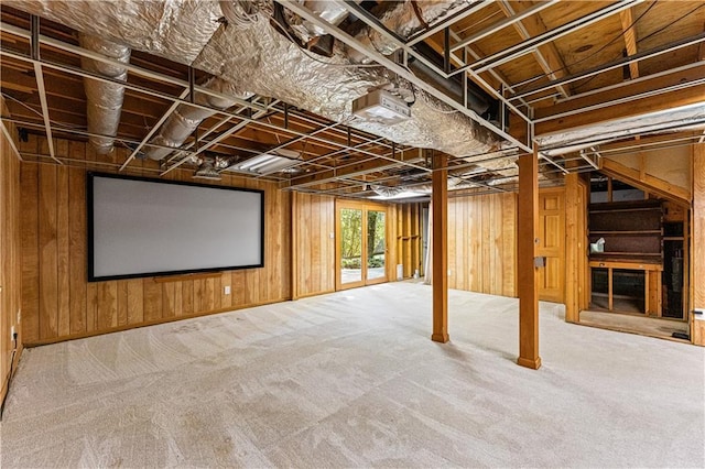 220 Hollyridge Dr, Roswell, GA 30076 - basement with carpet and wood walls