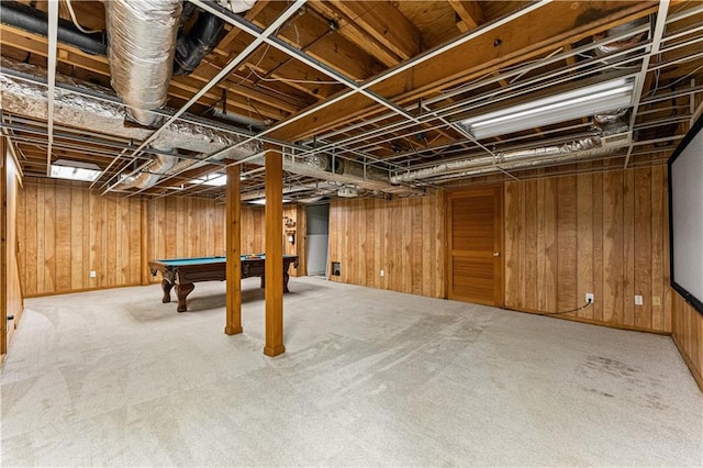 220 Hollyridge Dr, Roswell, GA 30076 - finished basement featuring pool table, wooden walls, and carpet floors