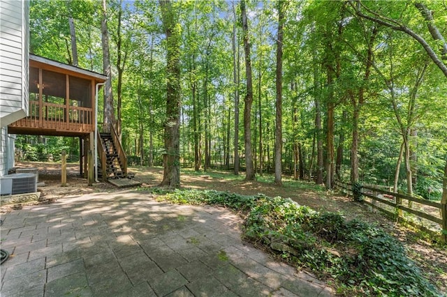 220 Hollyridge Dr, Roswell, GA 30076 - view of yard with stairs, a sunroom, and a patio