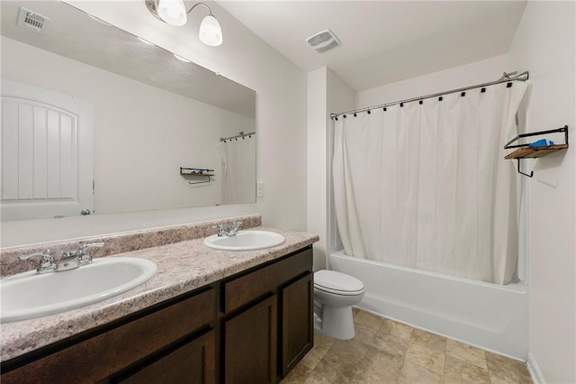 105 Arbor Creek Trl, Dallas, GA 30157 - full bath with double vanity, toilet, and shower / bathtub combination with curtain