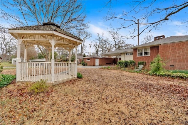 view of yard with a gazebo