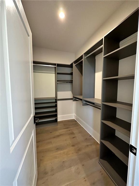 walk in closet featuring dark hardwood / wood-style flooring