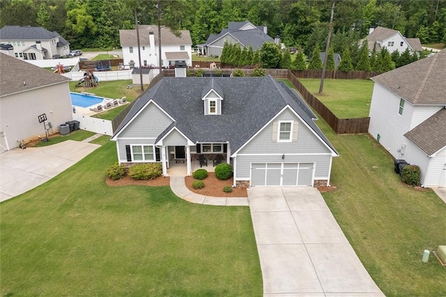 777 Tucker Trl, Bremen, GA 30110 - traditional home with driveway, covered porch, stone siding, a residential view, and central AC