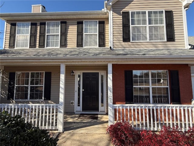 view of front facade featuring covered porch