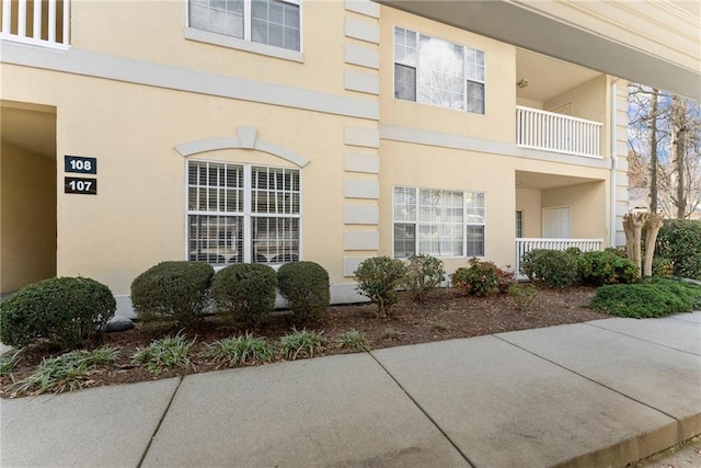 view of home's exterior featuring stucco siding