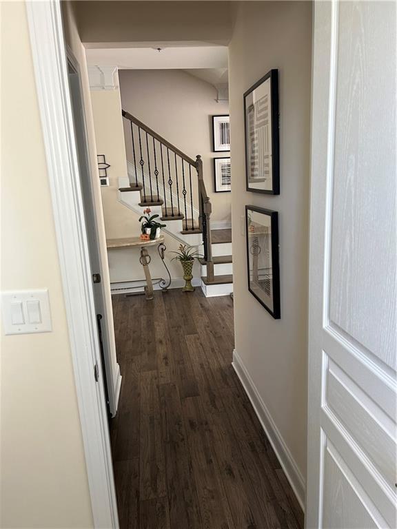 hall featuring dark hardwood / wood-style flooring