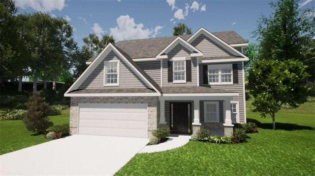 6401 River Plantation Dr, Lula, GA 30554 - craftsman-style home featuring concrete driveway, brick siding, a front lawn, and an attached garage