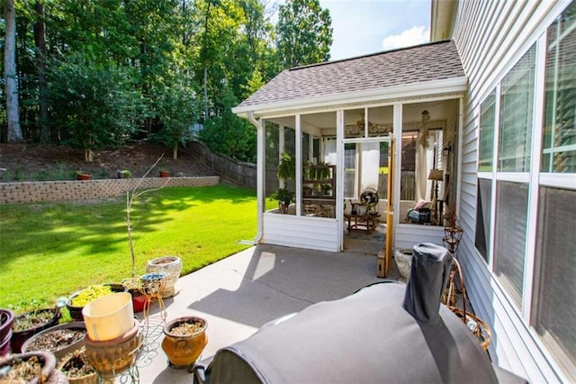 613 Hemlock Ct, Villa Rica, GA 30180 - view of patio / terrace with a sunroom and fence