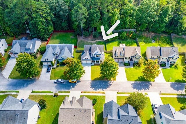 drone / aerial view with a residential view