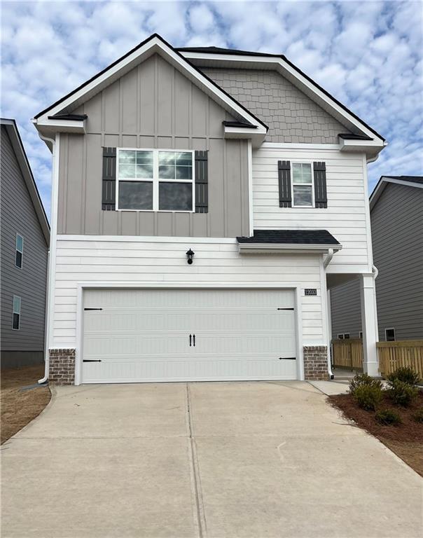 front facade with a garage