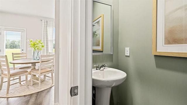 bathroom featuring hardwood / wood-style floors