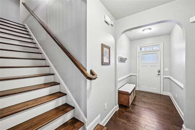 foyer entrance featuring dark wood-type flooring