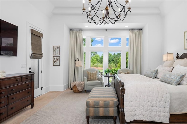 10155 Cedar Ridge Dr, Milton, GA 30004 - bedroom featuring a chandelier, recessed lighting, and baseboards