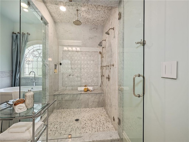 10155 Cedar Ridge Dr, Milton, GA 30004 - bathroom featuring a stall shower and a bathtub