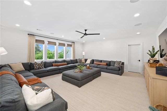 10155 Cedar Ridge Dr, Milton, GA 30004 - living room with recessed lighting and ceiling fan
