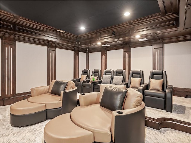10155 Cedar Ridge Dr, Milton, GA 30004 - carpeted cinema room with recessed lighting and crown molding