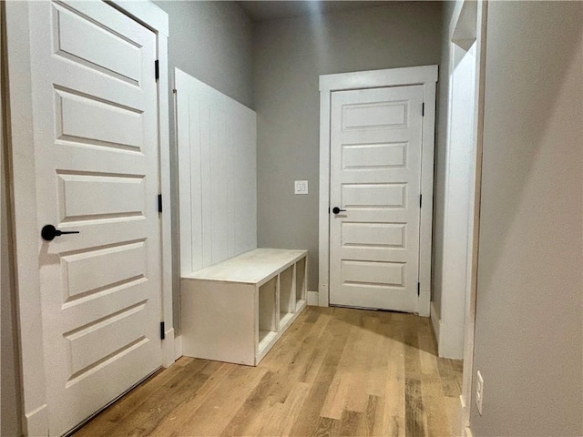 mudroom featuring light wood-style flooring