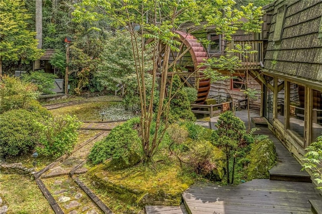 view of yard featuring a deck