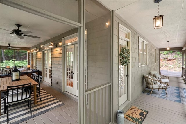 367 Windflower Dr, Big Canoe, GA 30143 - wooden porch with french doors and ceiling fan