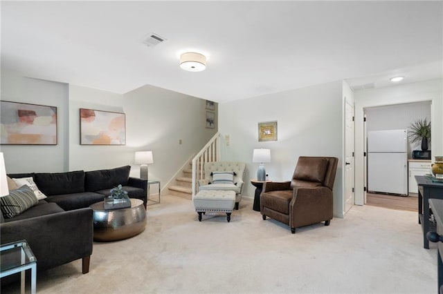 367 Windflower Dr, Big Canoe, GA 30143 - living area featuring stairway, light carpet, and recessed lighting