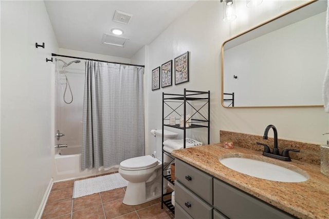 367 Windflower Dr, Big Canoe, GA 30143 - bathroom featuring vanity, tile patterned flooring, and shower / tub combo with curtain
