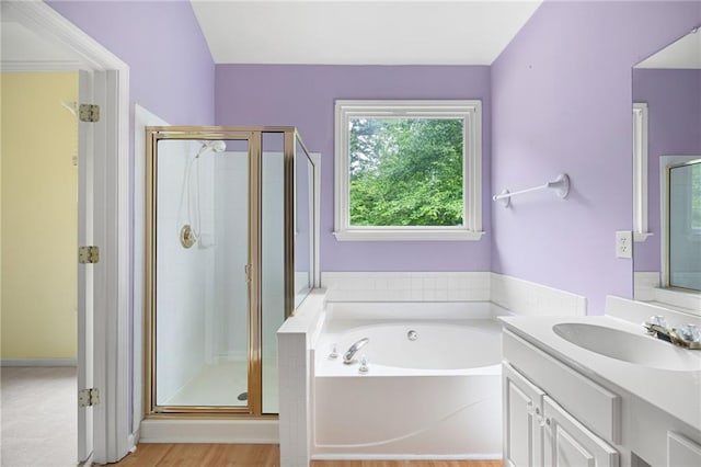 4801 Devonhurst Way, Powder Springs, GA 30127 - full bath with a garden tub, vanity, and a stall shower