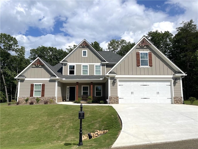 520 Stoneledge Dr, Jasper, GA 30143 - craftsman inspired home with a front yard, stone siding, and board and batten siding