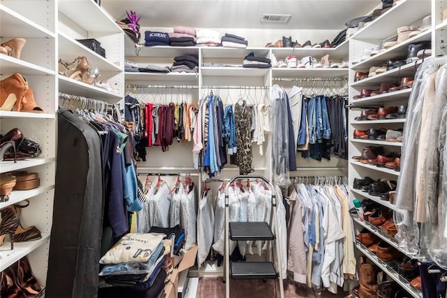 walk in closet featuring hardwood / wood-style floors