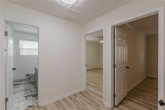 7020 Camp Valley Rd, Riverdale, GA 30296 - hall with baseboards, marble finish floor, and visible vents