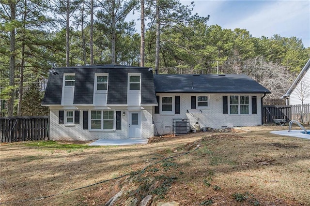 7020 Camp Valley Rd, Riverdale, GA 30296 - rear view of property with brick siding, a fenced backyard, a patio area, and cooling unit