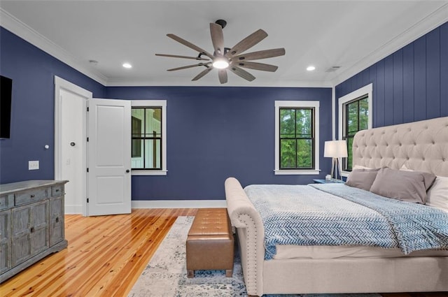 330 Shagbark Way, Harlem, GA 30814 - bedroom with crown molding, wood-type flooring, recessed lighting, baseboards, and ceiling fan