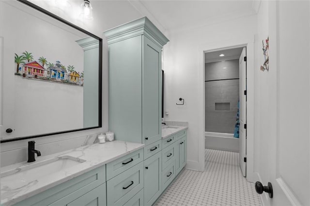 330 Shagbark Way, Harlem, GA 30814 - bathroom with vanity, tile patterned floors, and shower / bath combination