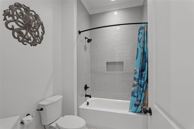 330 Shagbark Way, Harlem, GA 30814 - bathroom featuring shower / bathtub combination with curtain and toilet