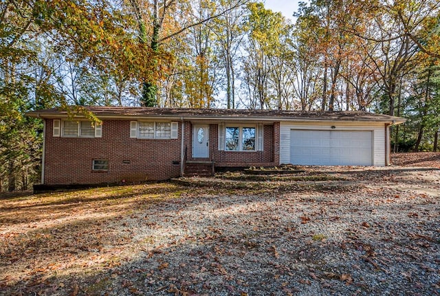 single story home with a garage