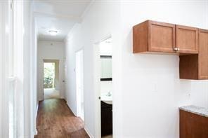 hall featuring dark hardwood / wood-style floors