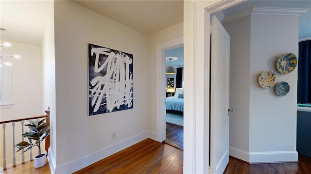 corridor featuring dark wood-type flooring