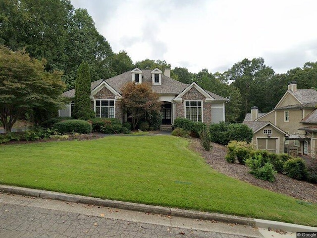 35 E Harbor Dr, Dawsonville, GA 30534 - view of front of house featuring a front lawn and stone siding