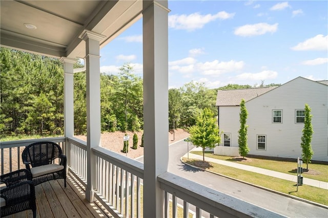 507 Bishop Ln, Woodstock, GA 30188 - wooden deck featuring covered porch