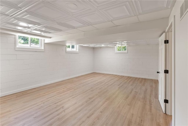 145 Devilla Trce, Fayetteville, GA 30214 - basement featuring light wood finished floors, plenty of natural light, and concrete block wall