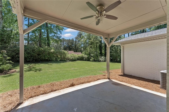 145 Devilla Trce, Fayetteville, GA 30214 - view of patio / terrace with a ceiling fan and central air condition unit