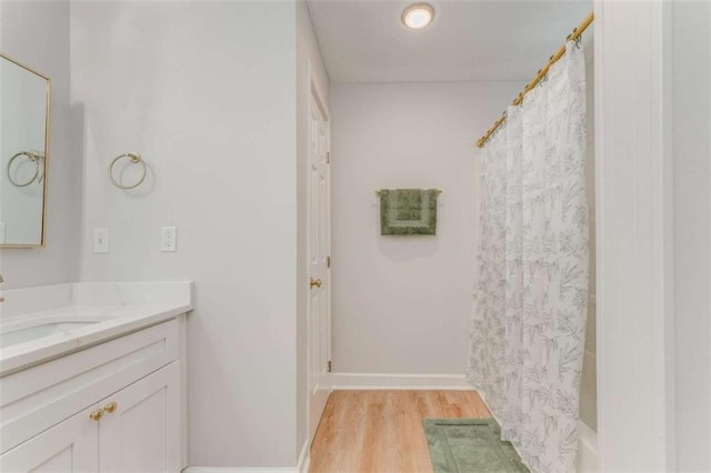53 Knight Dr, Cedartown, GA 30125 - bathroom with vanity, wood finished floors, and curtained shower